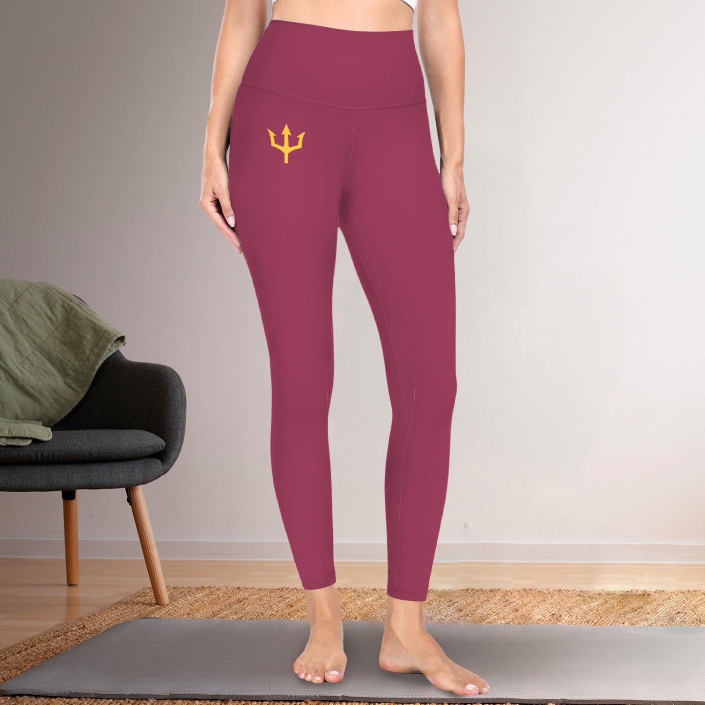 Maroon Trident Active Leggings