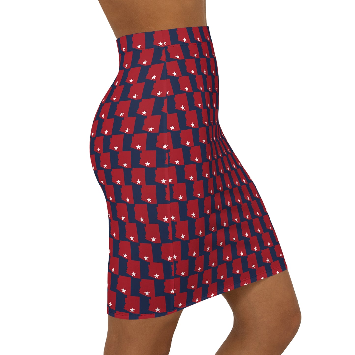 Tucson Blue Print, Women's Pencil Skirt, Chic Office Wear, Casual Summer Outfit, Great for Birthdays, 4th of July, Engagements