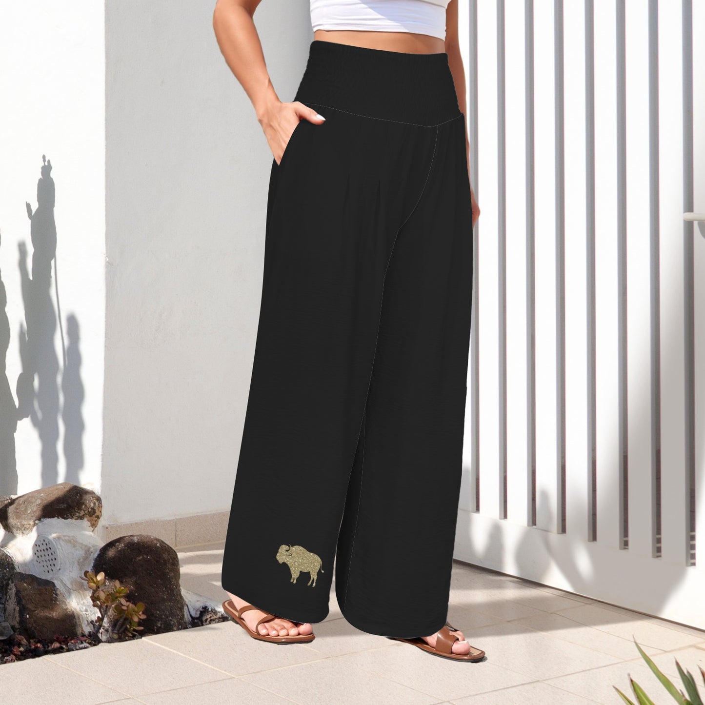 Glitter Buffalo Pants, Black