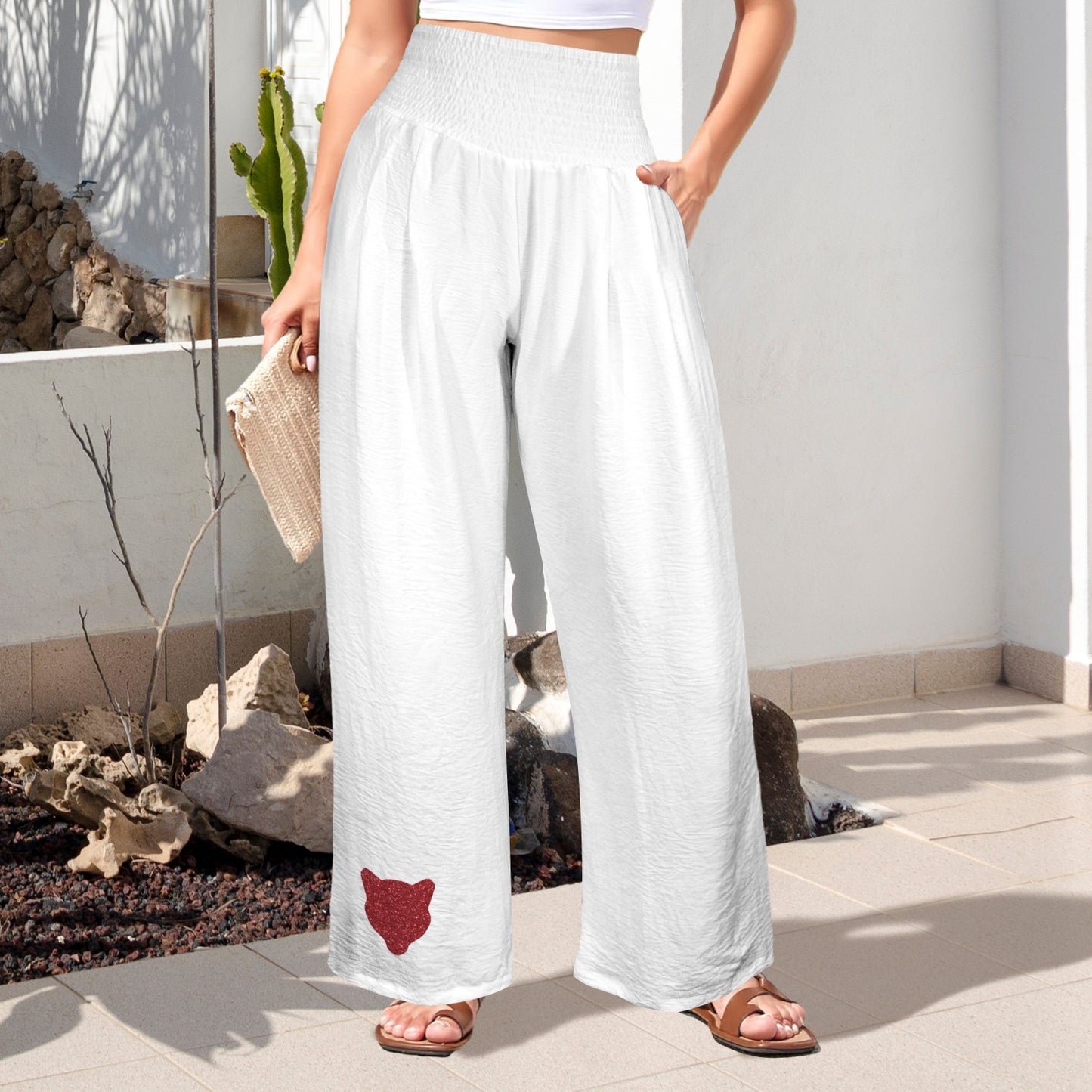 Glitter Cougar Pants, White