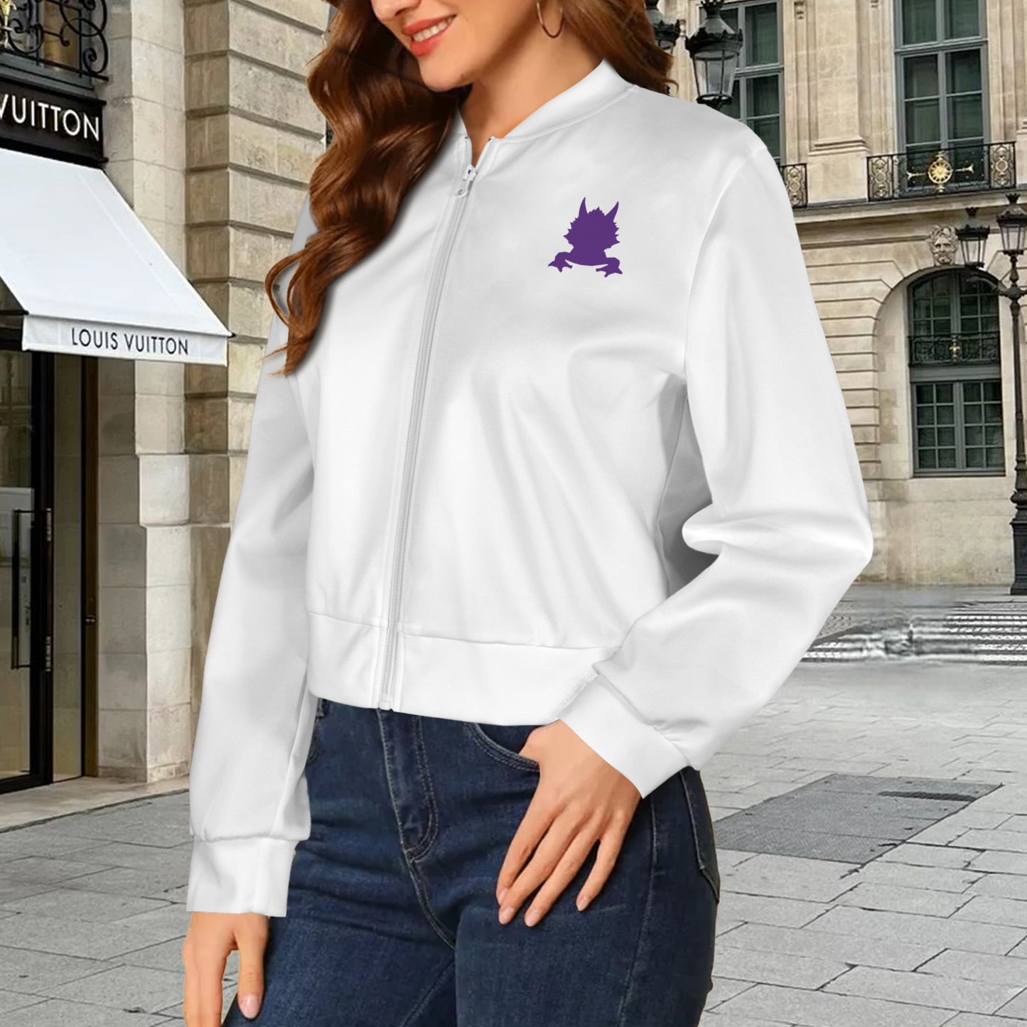White Horned Frog Bomber Jacket