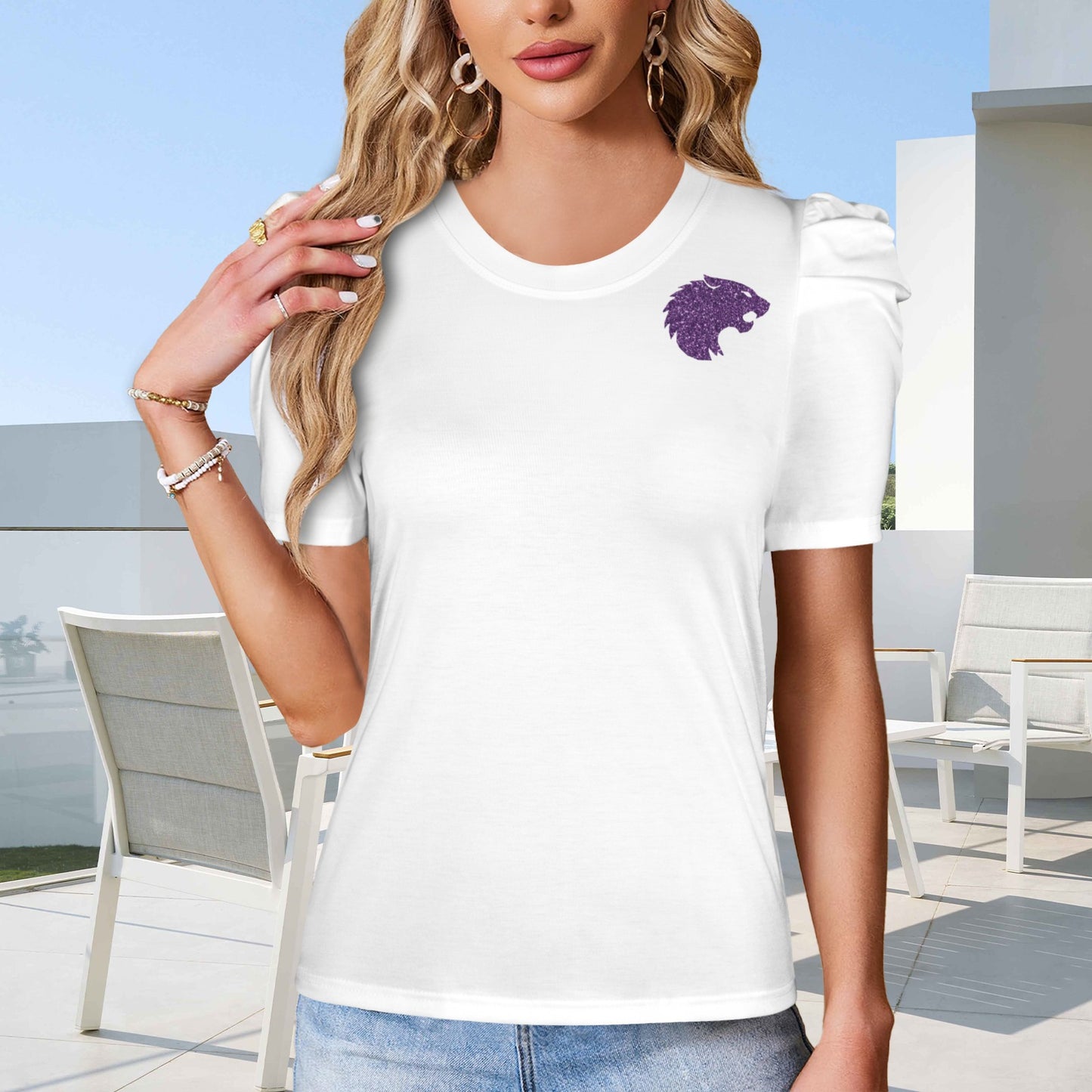 Glitter Wildcat Top, White