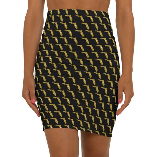 Florida Black Print Women's Gun Print Pencil Skirt