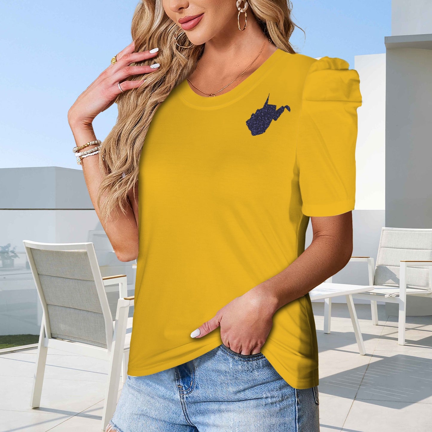 Glitter WV Top, Gold