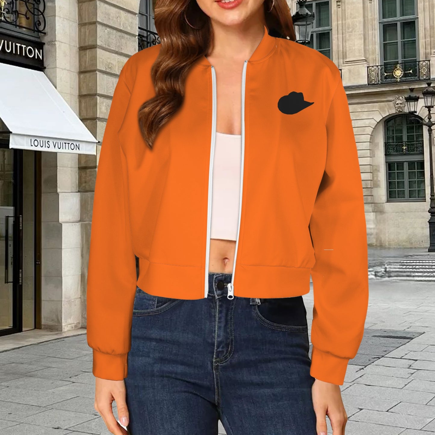Orange Cowgirl Bomber Jacket