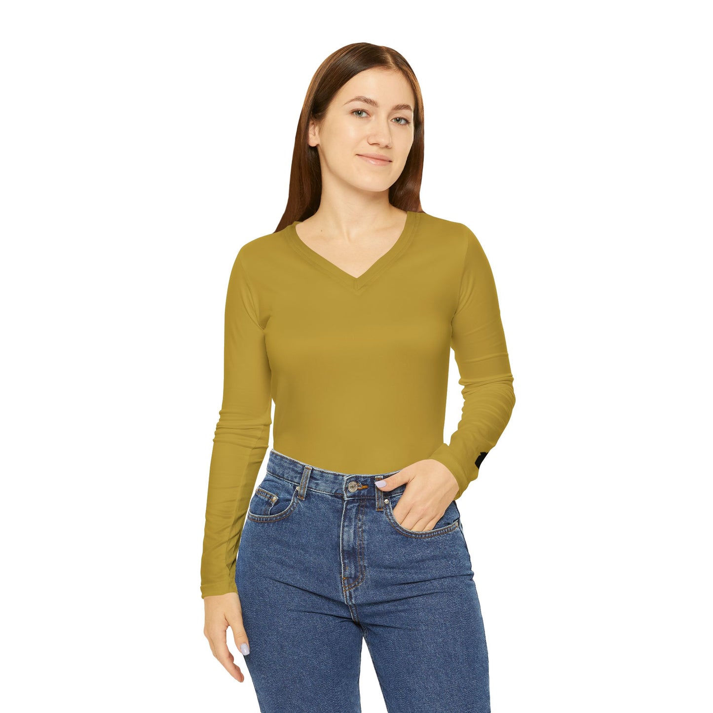 Knight Women's Long Sleeve V-Neck Shirt, Gold