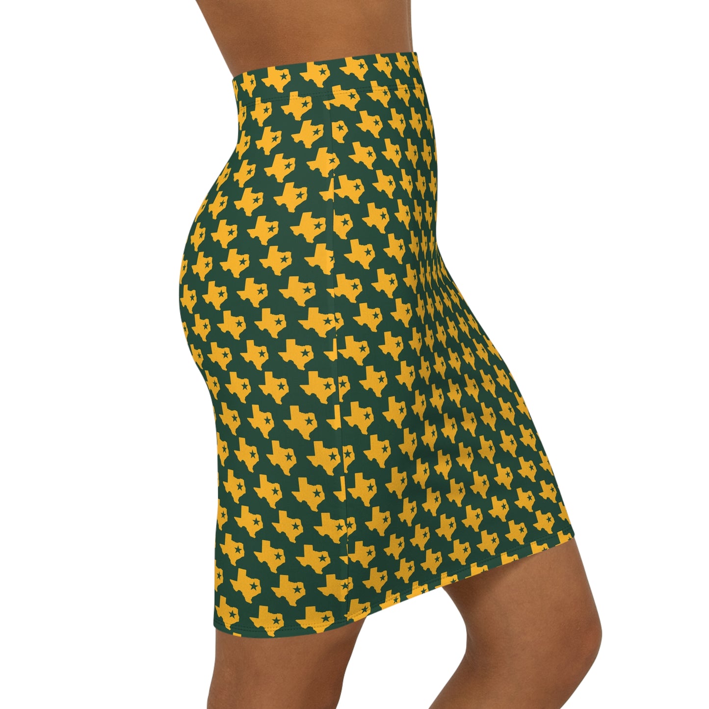 Waco Green Print Mid-Waist Pencil Skirt