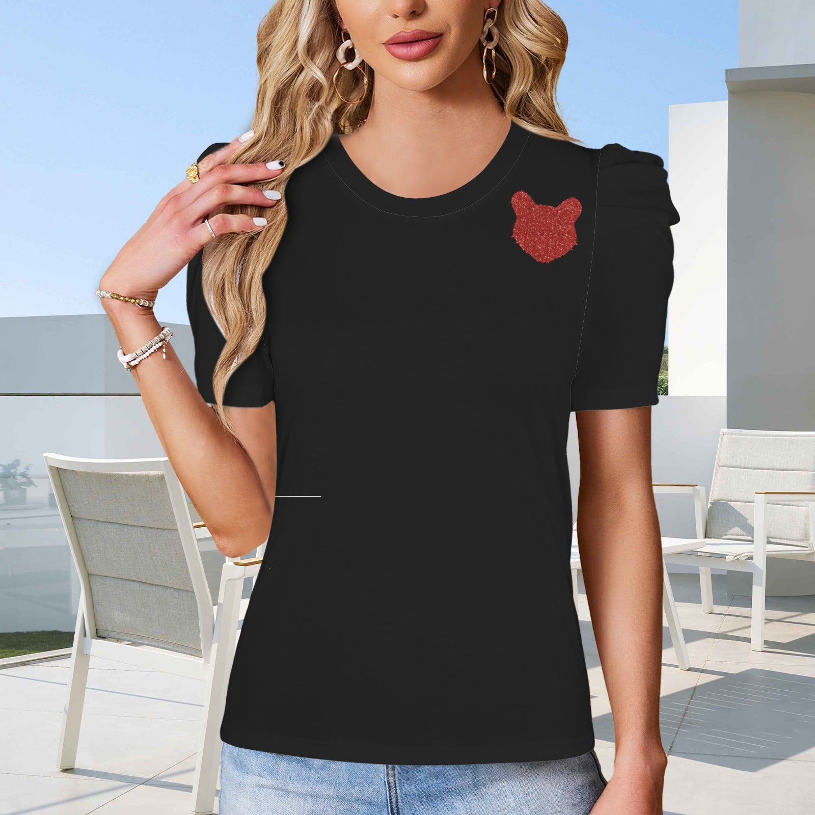 Glitter Bearcat Top, Black