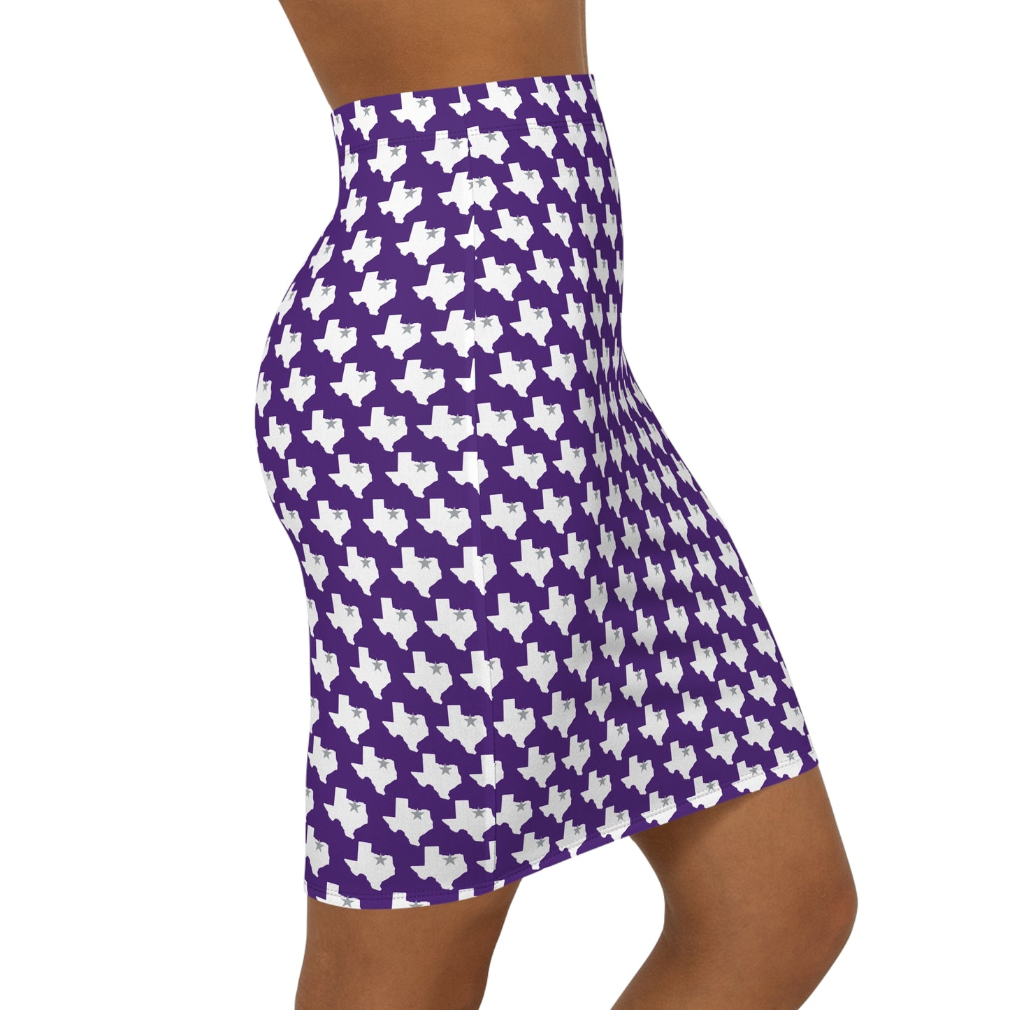 Fort Worth Purple Print Women's Mid-Waist Pencil Skirt