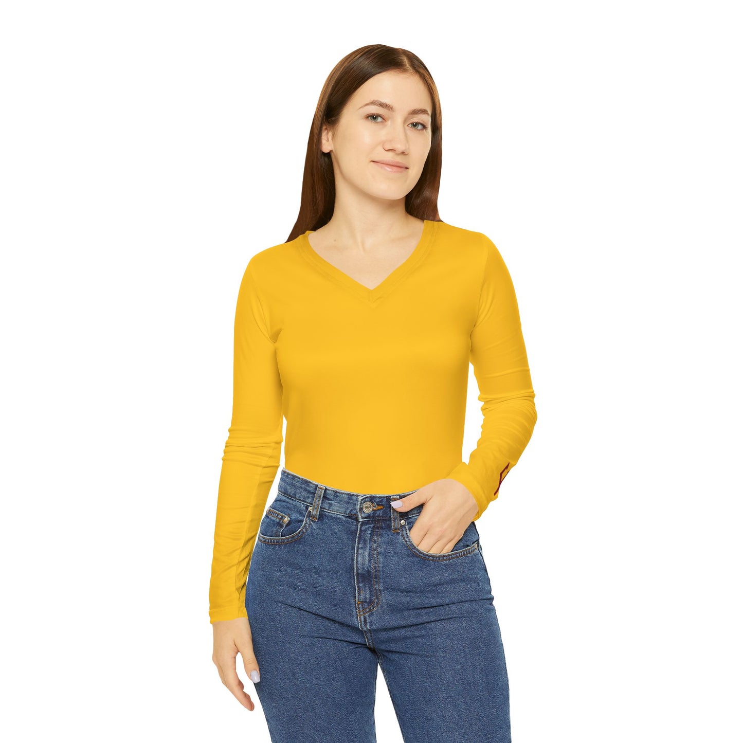 Trident Women's Long Sleeve V-Neck Shirt, Gold