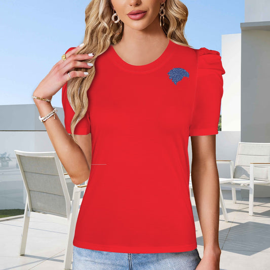 Glitter Jayhawk Top, Crimson