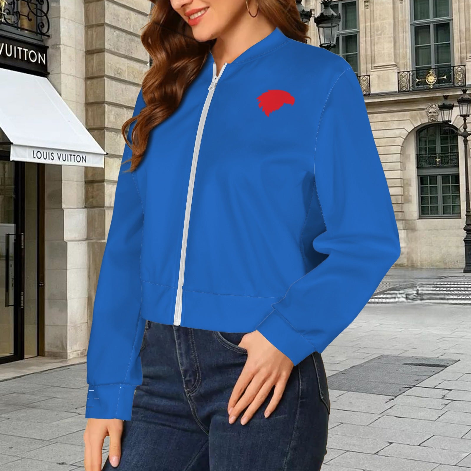 Blue Jayhawk Bomber Jacket