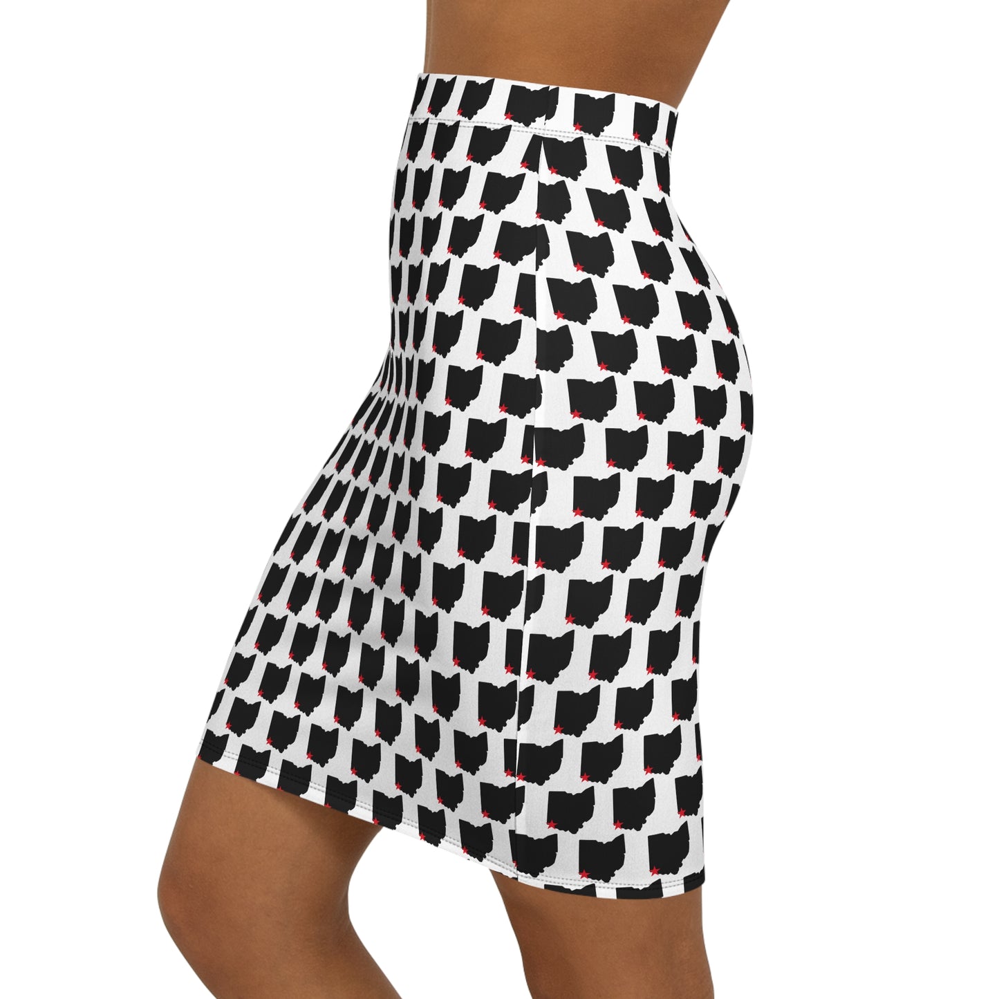Cincinnati White Print, Ohio States Pattern Pencil Skirt, Stylish Women's Skirt, Unique Fashion Piece, Casual Outfit, Comfortable Everyday Wear, Gift for Her
