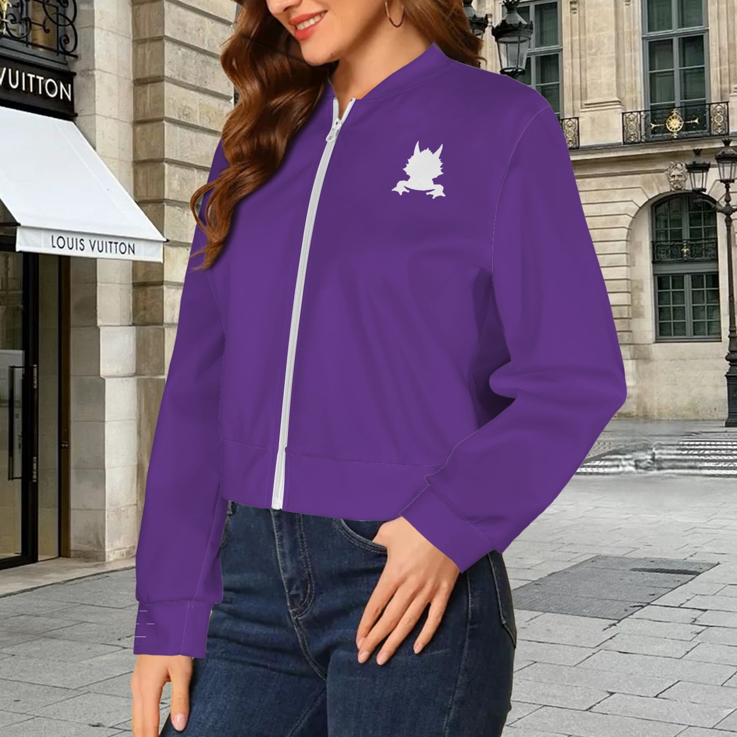 Purple Horned Frog Bomber Jacket