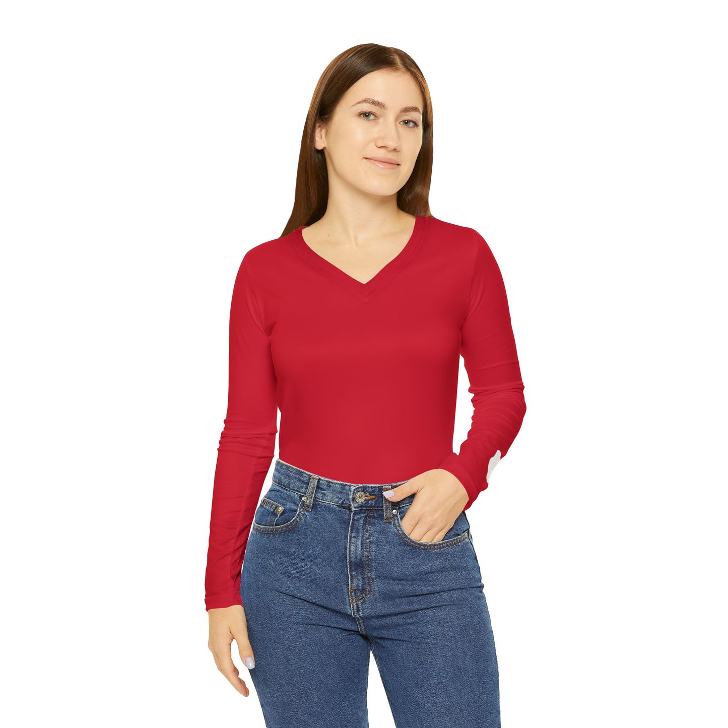 Cougar Women's Long Sleeve V-Neck Shirt, Red
