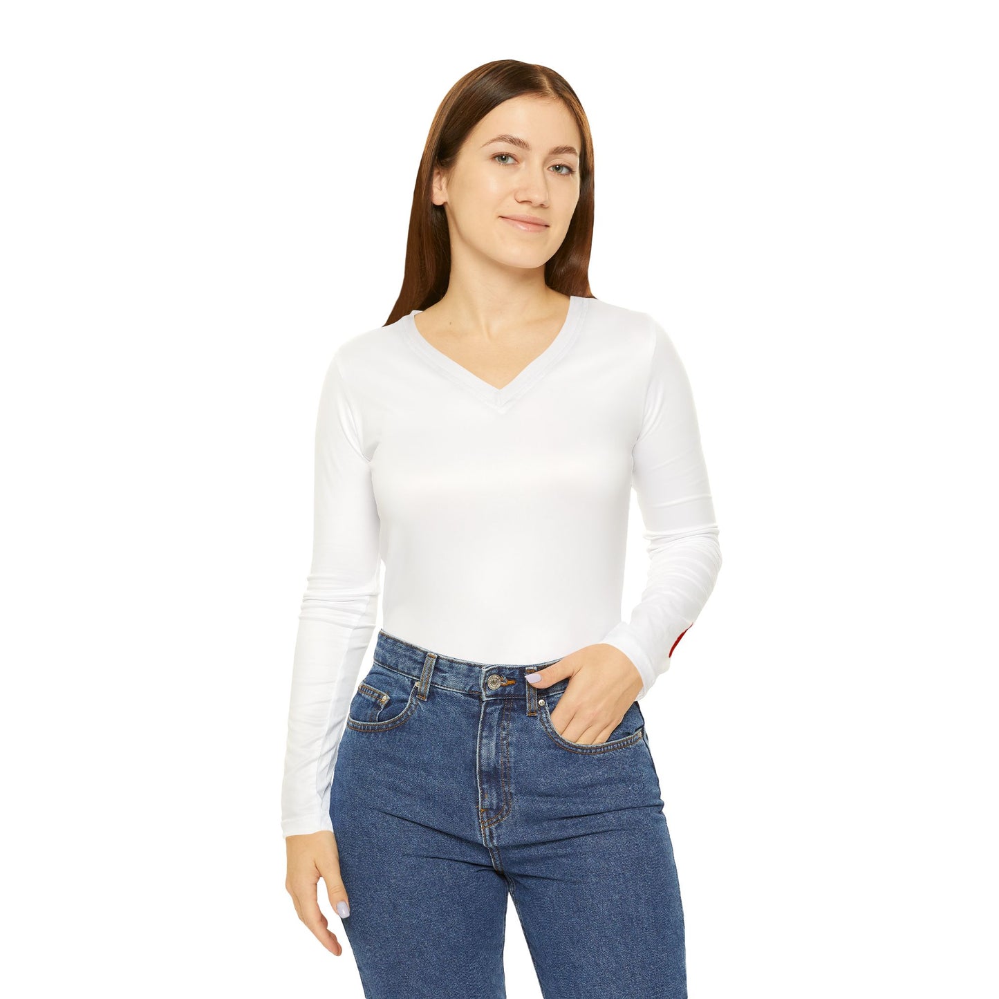 Feather Women's Long Sleeve V-Neck Shirt, White