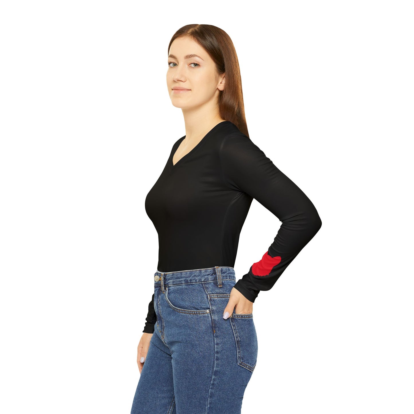 Bearcat Women's Long Sleeve V-Neck Shirt, Black