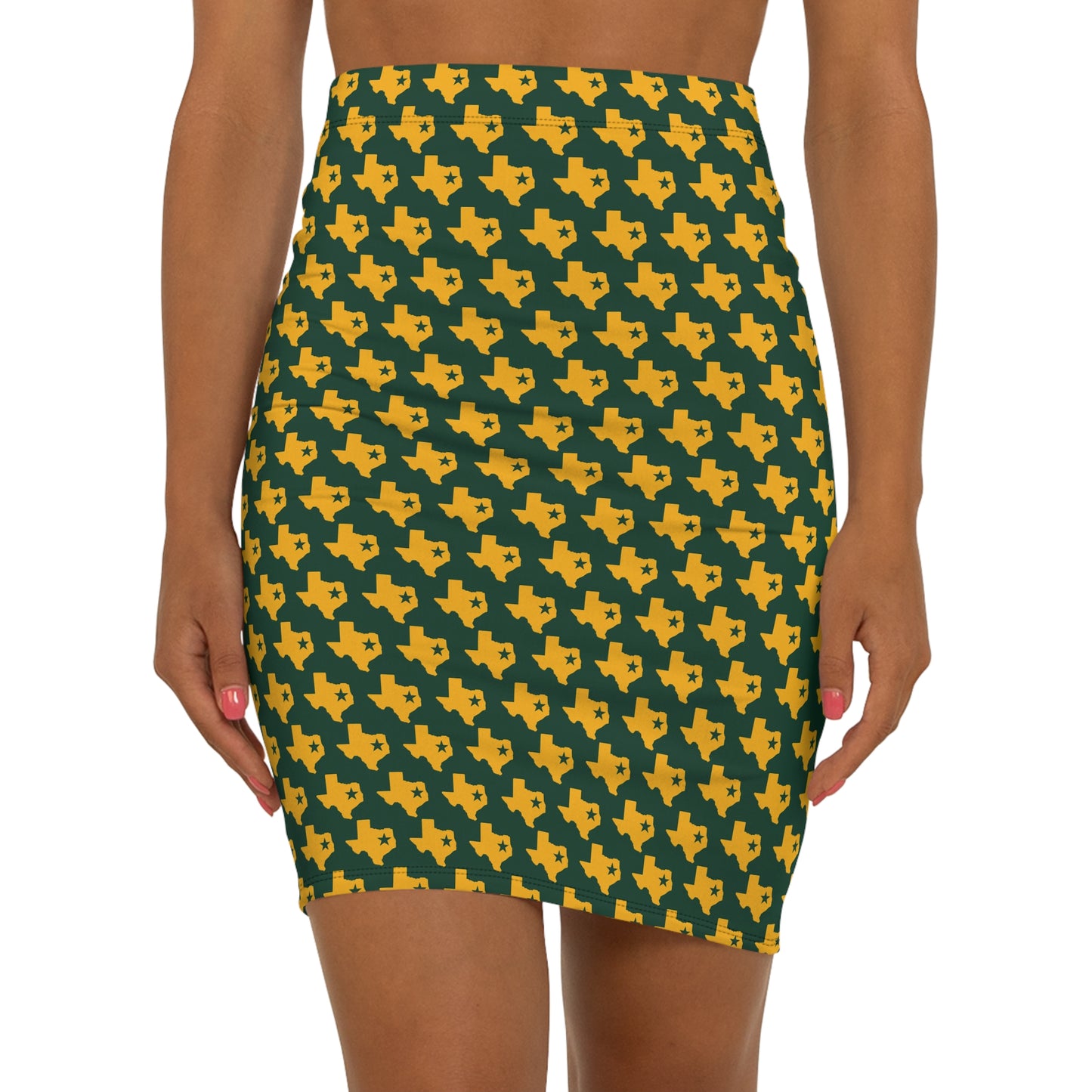 Waco Green Print Mid-Waist Pencil Skirt