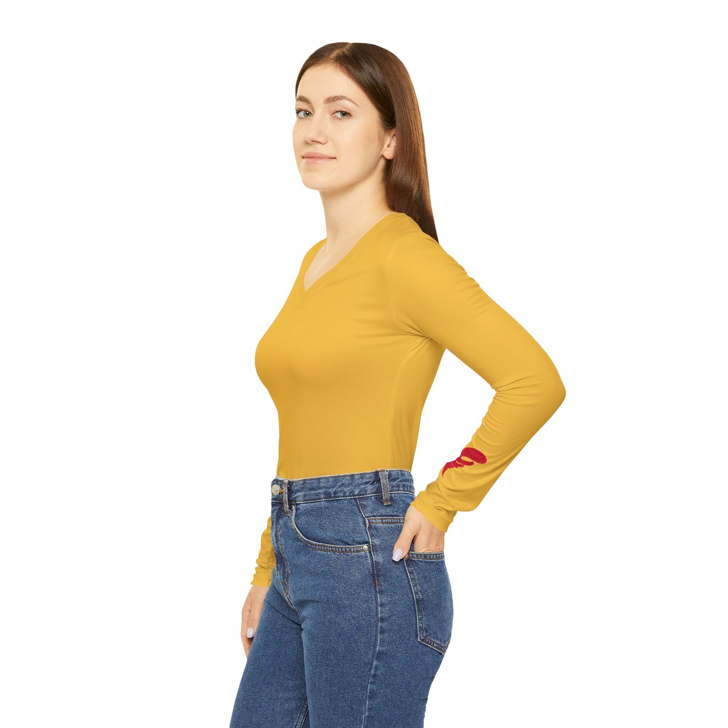 Cyclone Women's Long Sleeve V-Neck Shirt, Gold