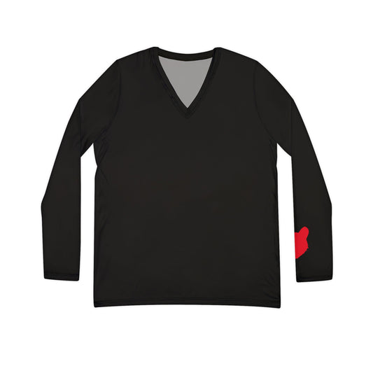 Bearcat Women's Long Sleeve V-Neck Shirt, Black