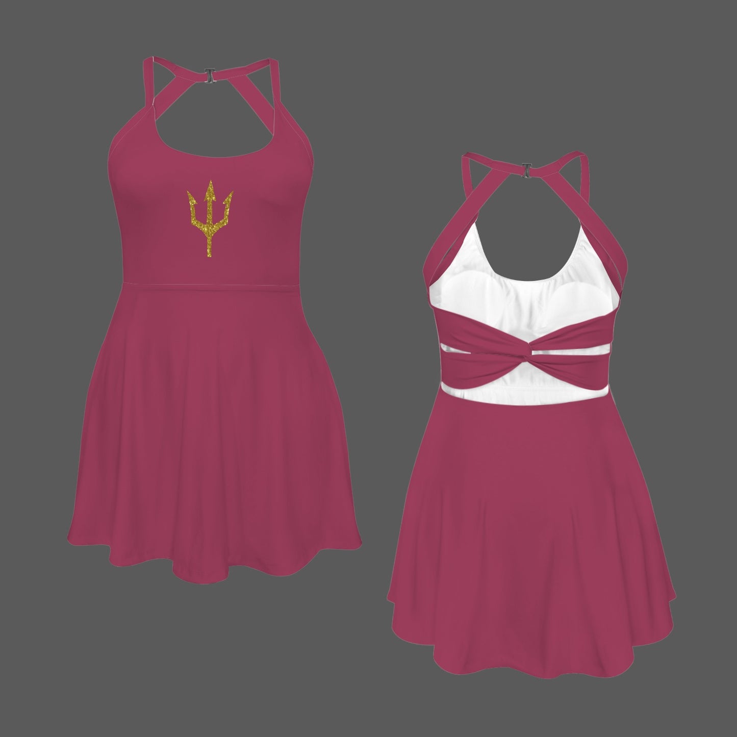 Glitter Trident Active Dress, Maroon