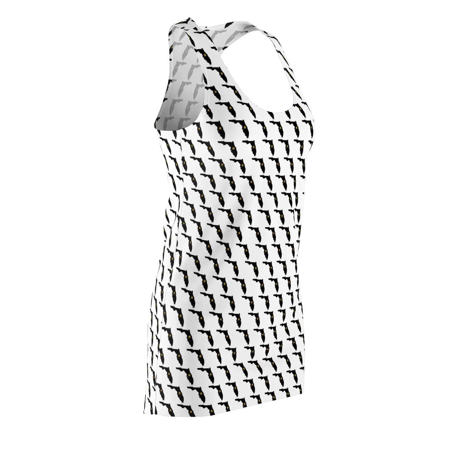 FL White Print Women's Racerback Dress