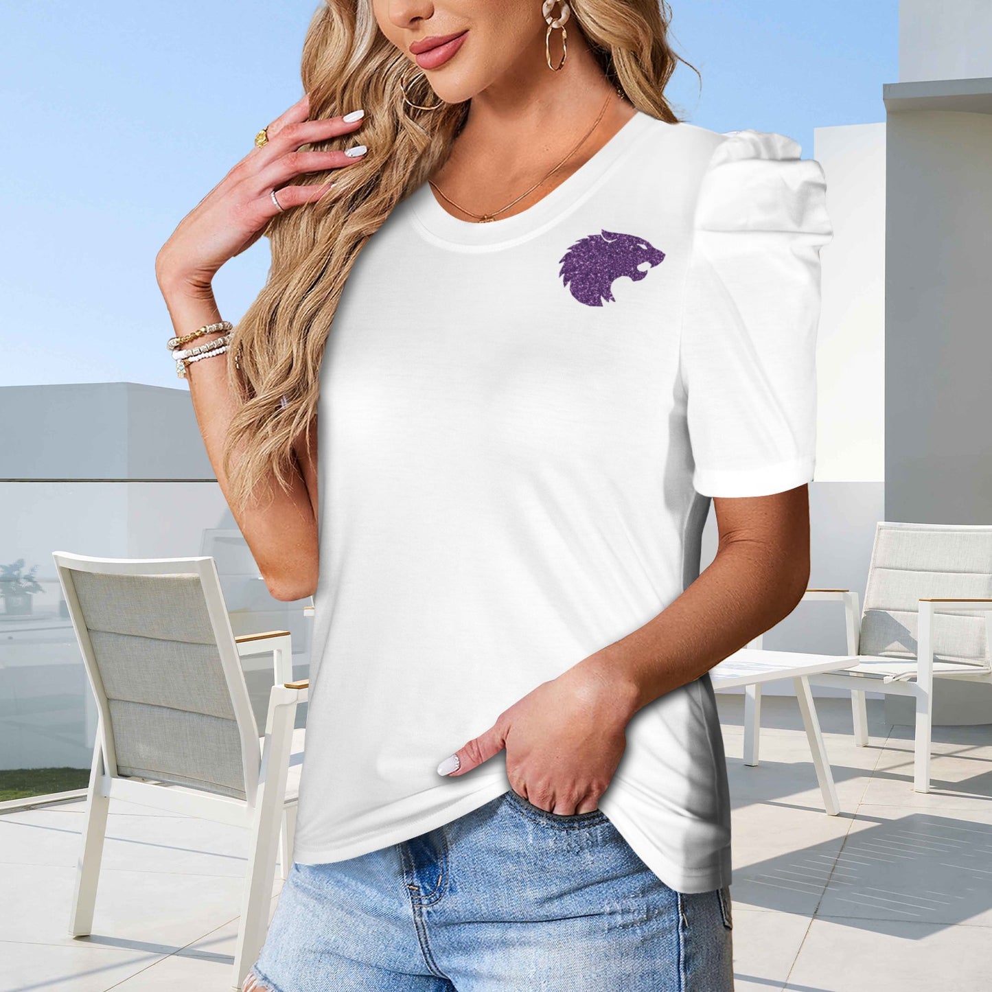 Manhattan Glitter Wildcat Top, White