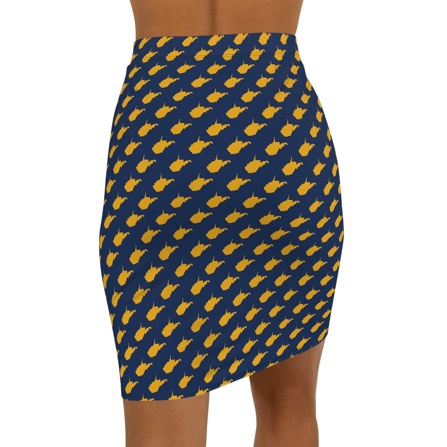 WV Blue Print, Pencil Skirt, Stylish Women's Skirt, Unique Mid-Waist Skirt, Trendy Music Lover Apparel, Perfect for Day/Night Out