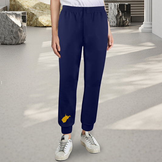 Blue WV Casual Elastic Jogger Pants