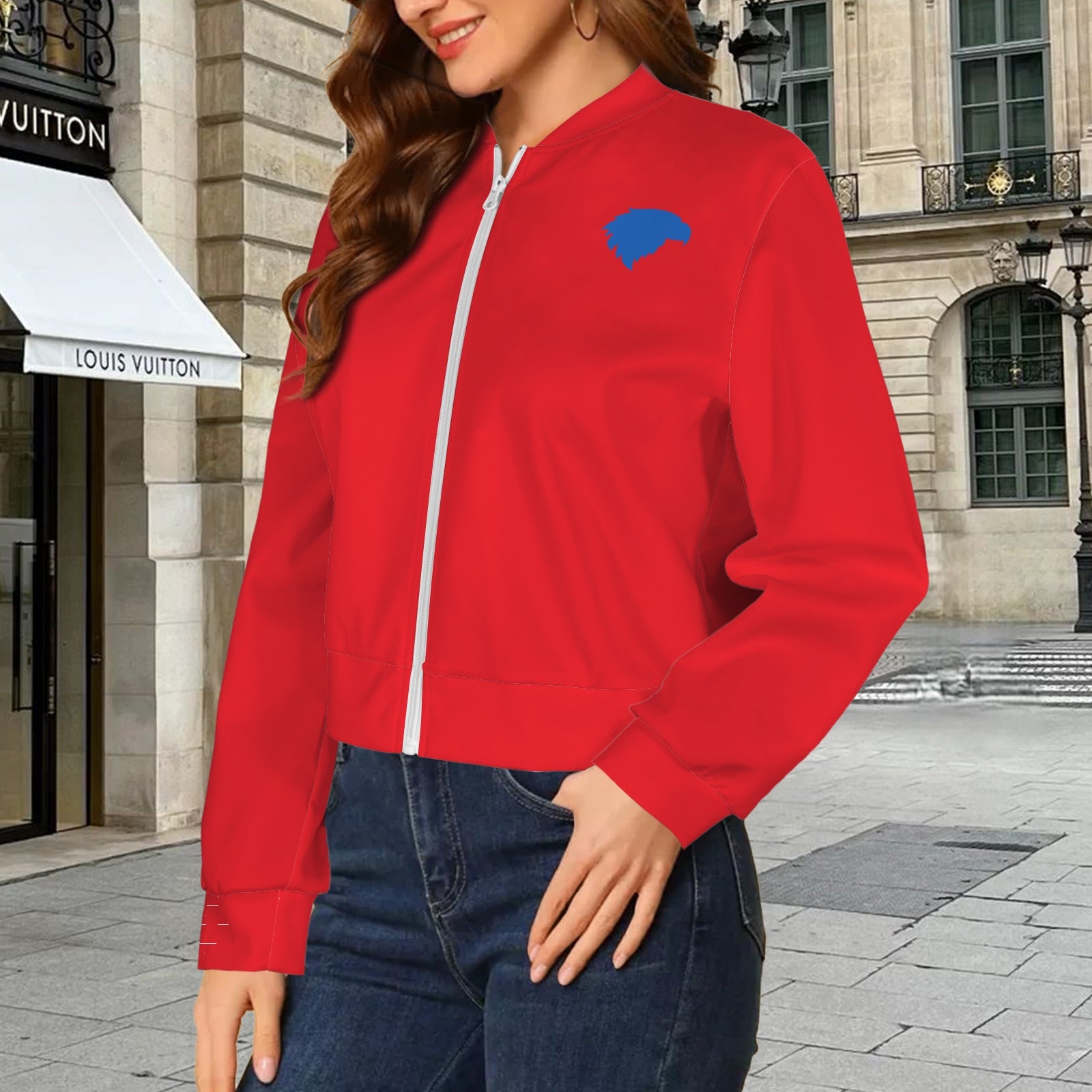 Crimson Jayhawk Bomber Jacket