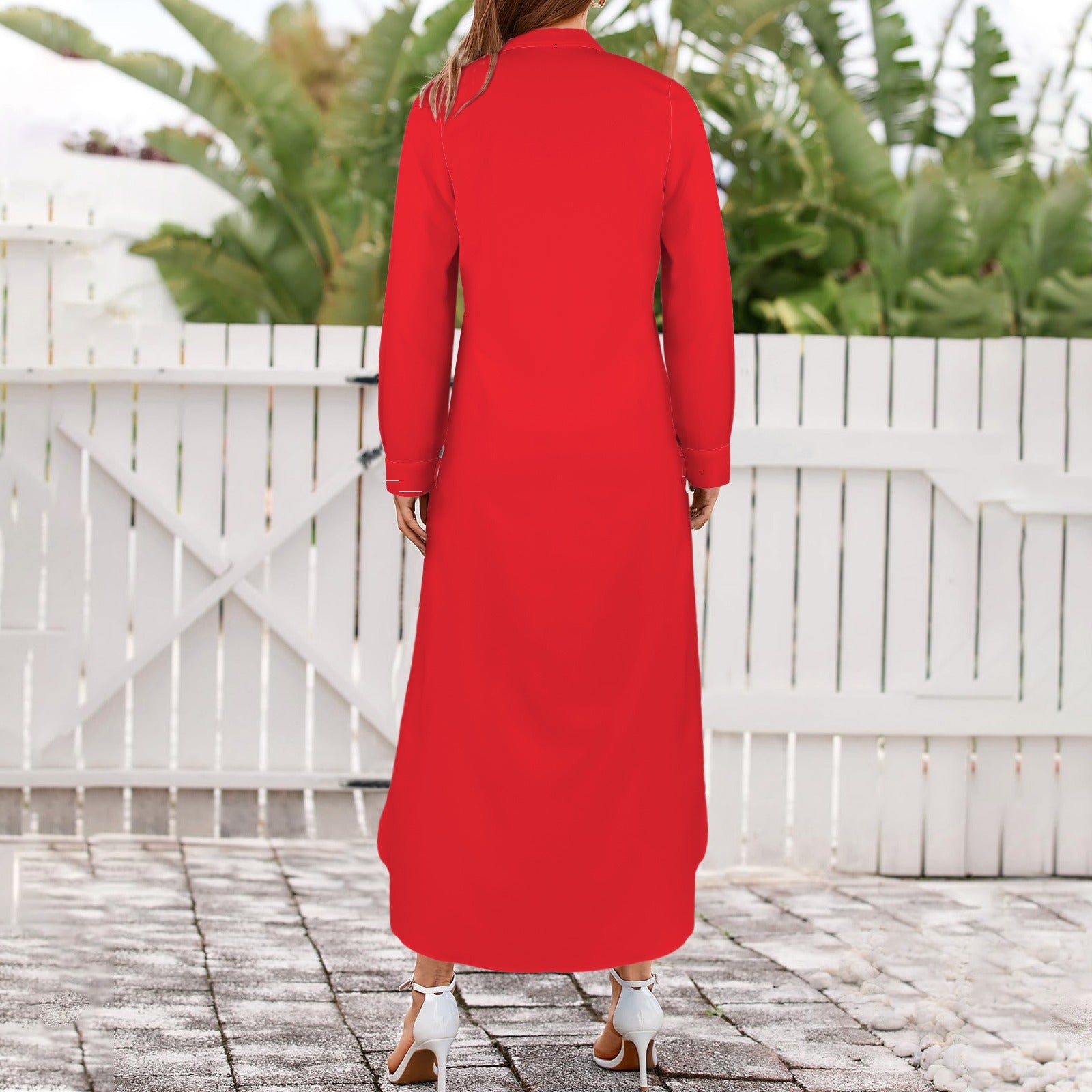 Jayhawk Long Sleeve Shirt Dress, Crimson