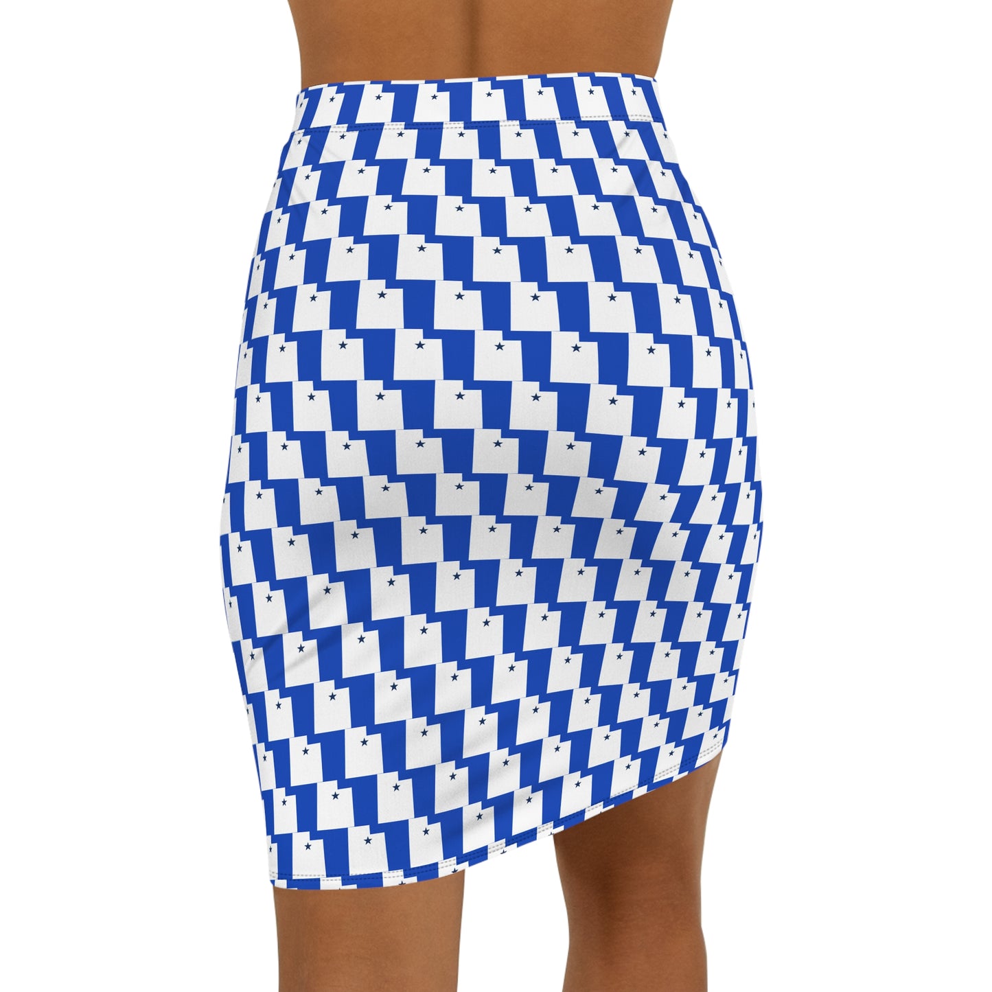 Provo Light Blue Print Mid-Waist Pencil Skirt