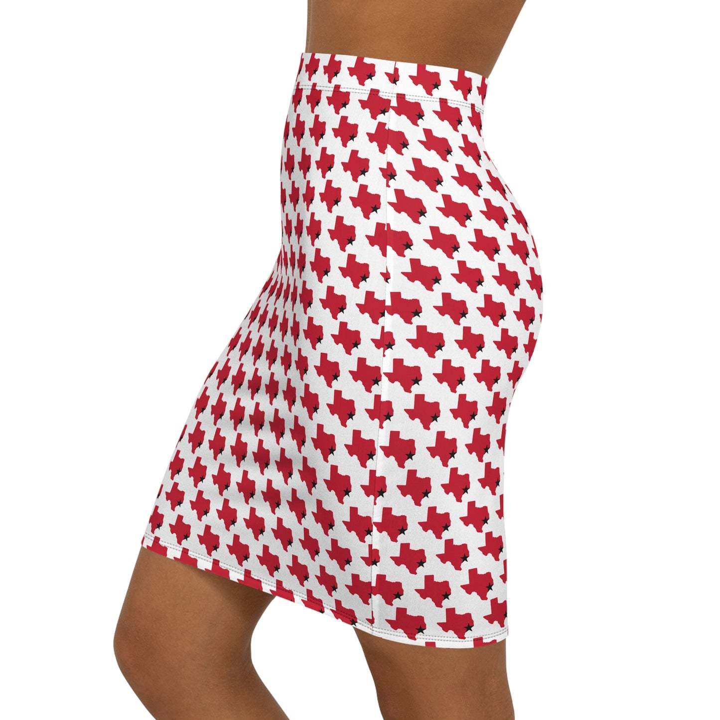 Houston White Print, Stylish Women's AOP Pencil Skirt - Versatile Fashion for Work and Play, Chic and Fun, Perfect for Parties, Casual Outfits, & Everyday Wear