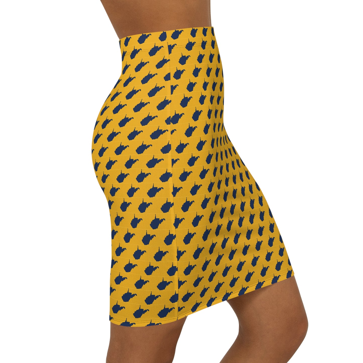 WV Print Gold, Stylish Women's Pencil Skirt, Trendy Office Wear, Casual Evening Outfit, Ideal for Parties and Celebrations, Fashionable Gifting Option