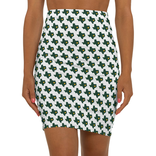 Waco White Print Women's Mid-Waist Pencil Skirt