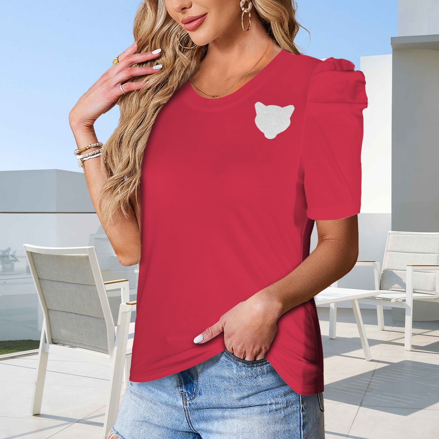 Houston Glitter Cougar Top, Red