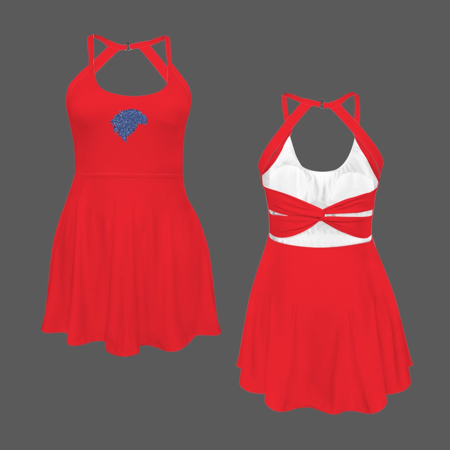 Glitter Jayhawk Active Dress, Crimson