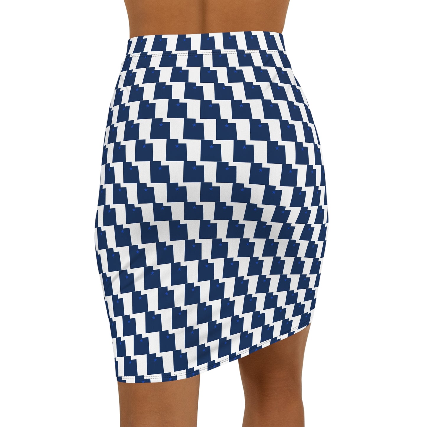 Provo White Print Women's Mid-Waist Pencil Skirt,