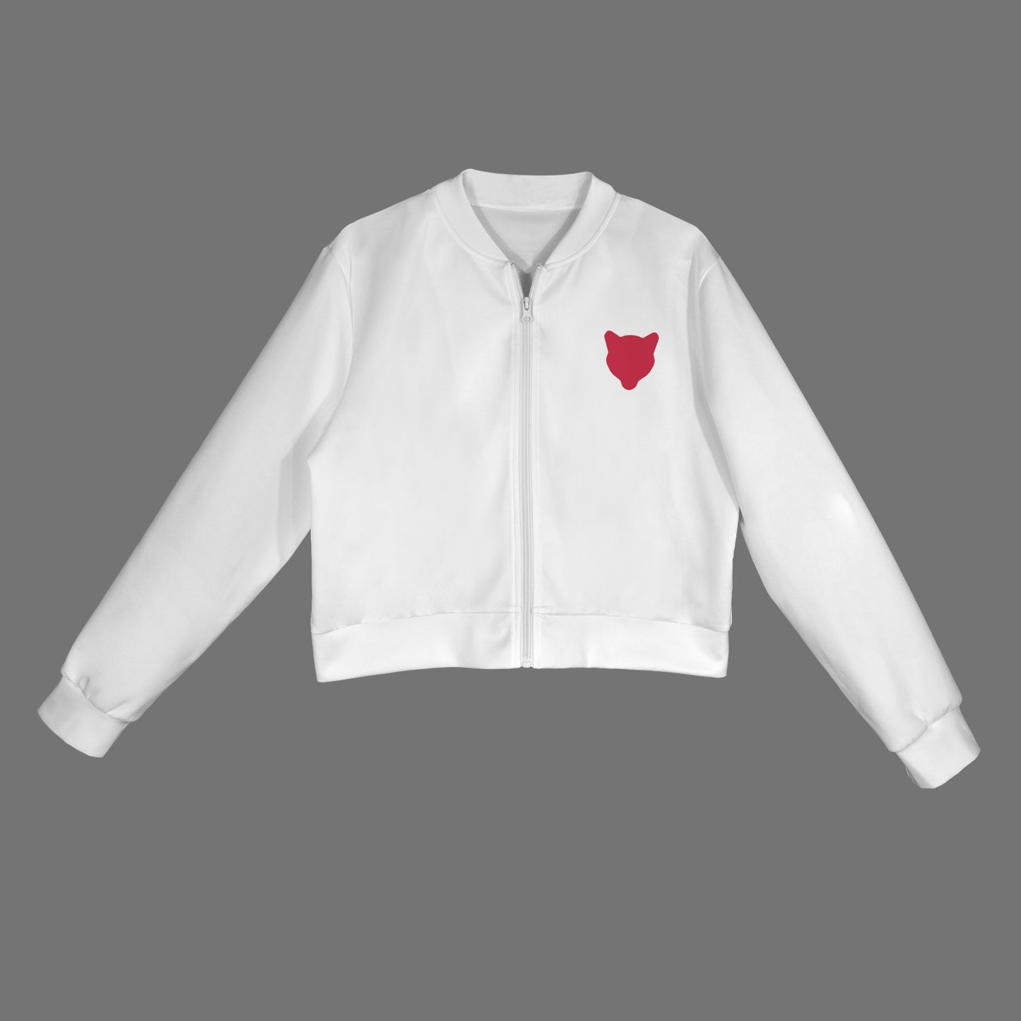 White Cougar Bomber Jacket
