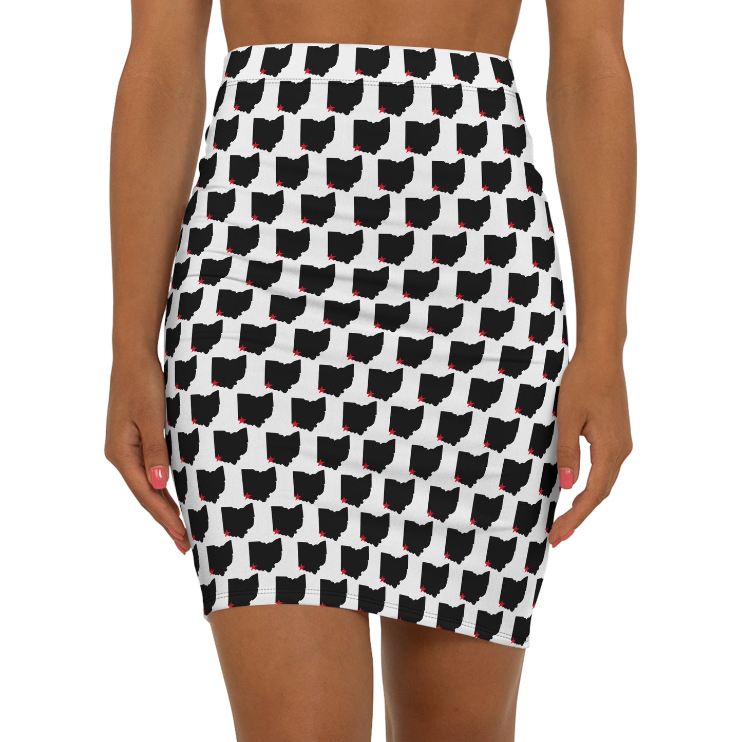 Cincinnati White Print, Ohio States Pattern Pencil Skirt, Stylish Women's Skirt, Unique Fashion Piece, Casual Outfit, Comfortable Everyday Wear, Gift for Her
