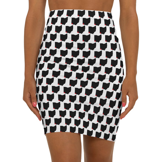 Cincinnati White Print, Ohio States Pattern Pencil Skirt, Stylish Women's Skirt, Unique Fashion Piece, Casual Outfit, Comfortable Everyday Wear, Gift for Her