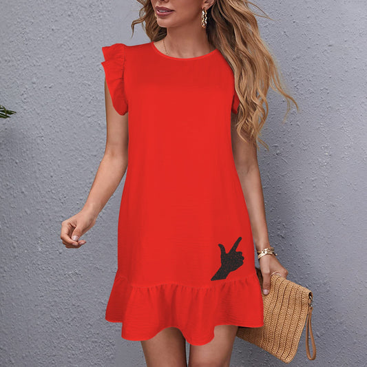 Flowy Glitter Guns Up Dress, Scarlet