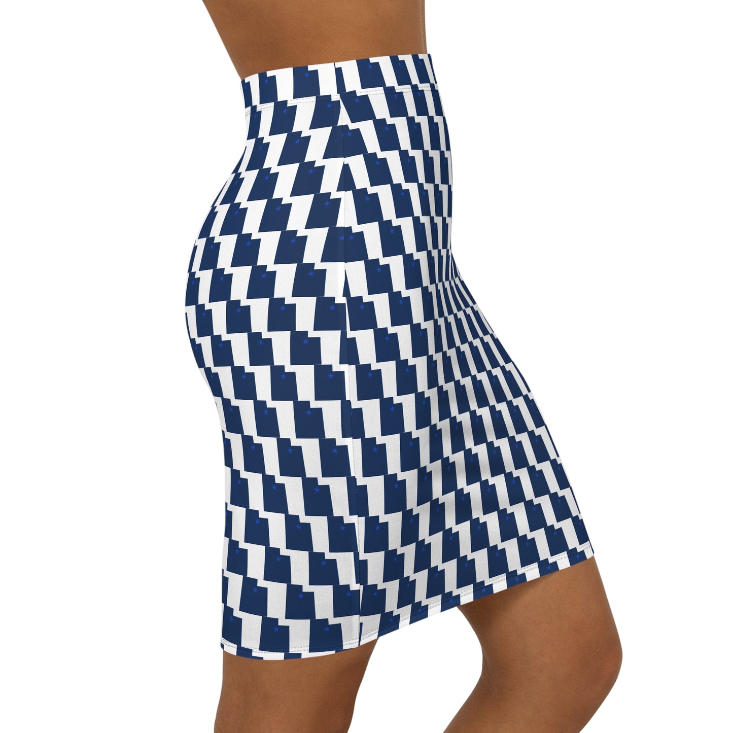 Provo White Print Women's Mid-Waist Pencil Skirt,