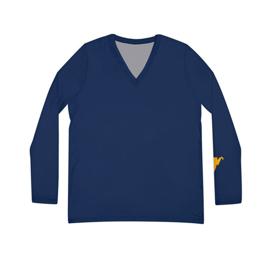 WV Women's Long Sleeve V-Neck Shirt, Blue