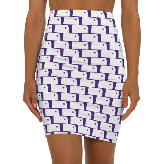 Manhattan Purple Print, Women's Mid-Waist Pencil Skirt with Star Pattern, Stylish Office Wear, Party Outfit, Versatile Fashion Piece, Date Night Essential