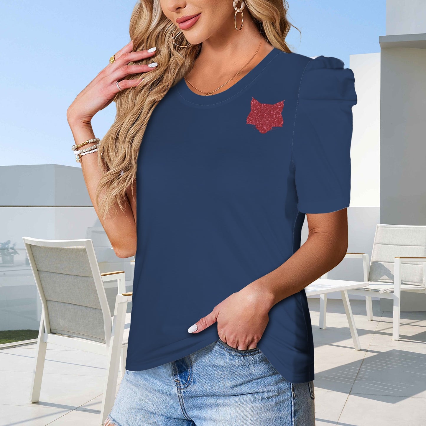 Tucson Glitter Wildcat Top, Blue