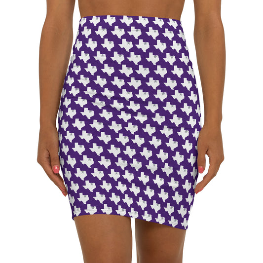 Fort Worth Purple Print Women's Mid-Waist Pencil Skirt