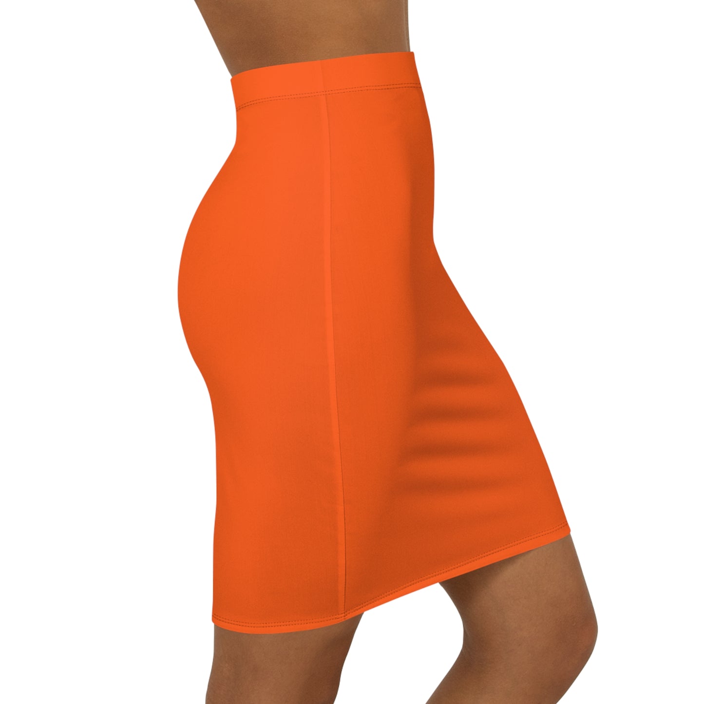 Stillwater Orange Mid-Waist Pencil Skirt