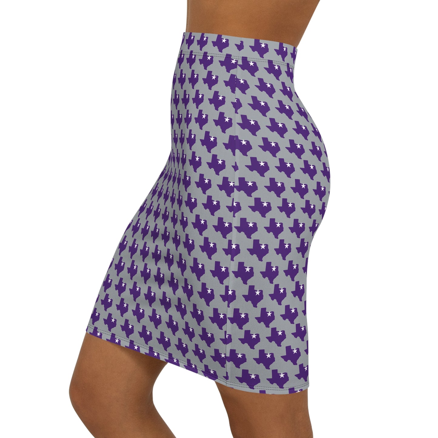 Fort Worth Gray Print Women's Mid-Waist Pencil Skirt