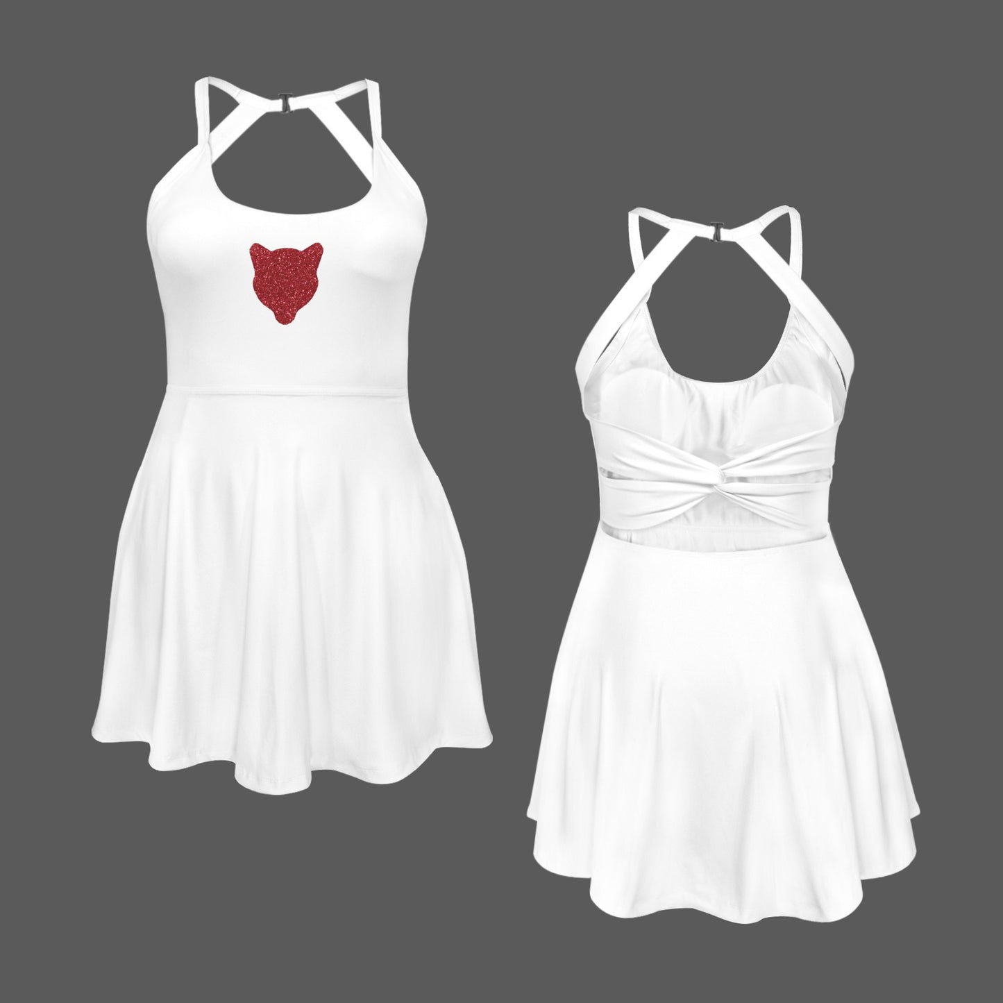 Houston Glitter Cougar Active Dress, White